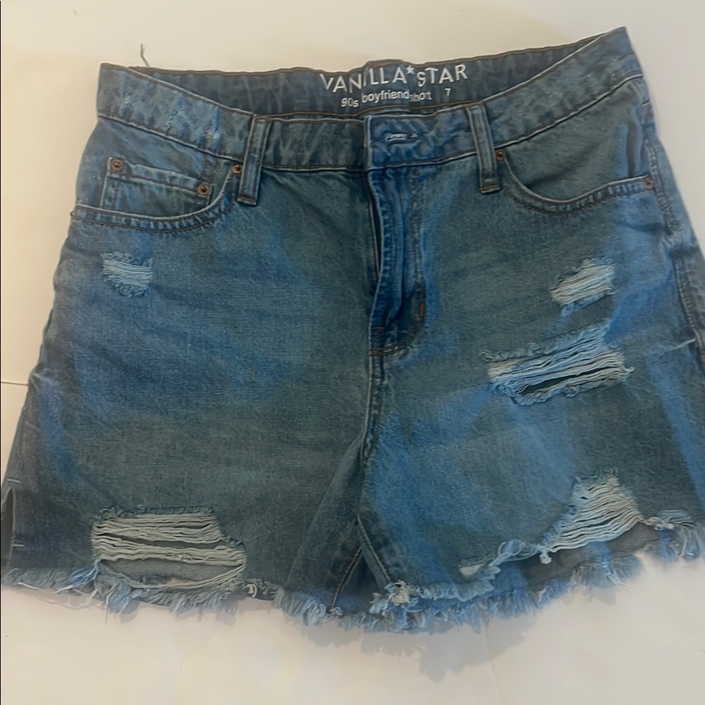 Vanilla Star Blue Distressed Jean Shorts